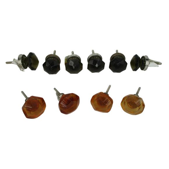 10 Pc Lot Amber and Green Glass Cabinet Desk Drawer Dress Pulls - Picture 2 of 8